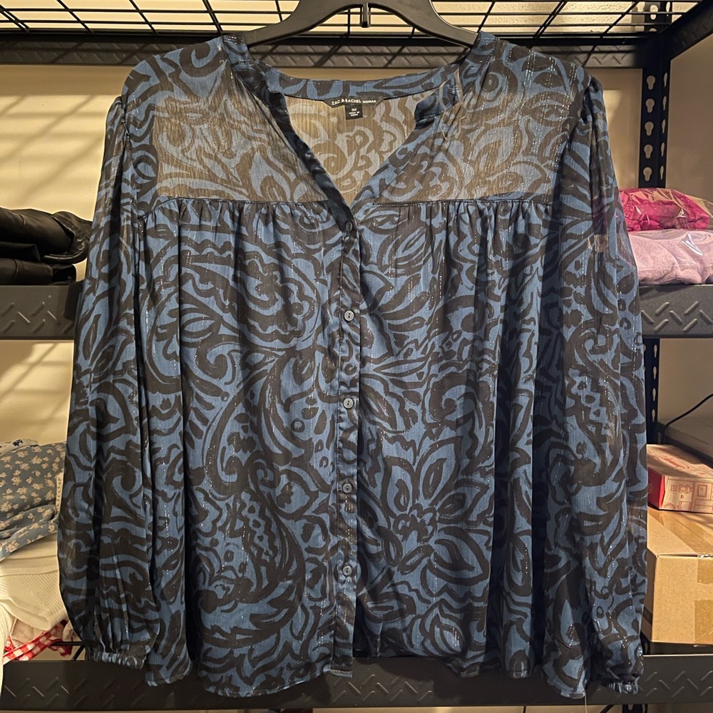 Zac & Rachel Ensign Blue/Black Blouse.